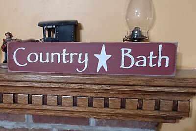 #ad Country Bath Rustic Primitive Farmhouse Bathroom sign Handcrafted $9.31
