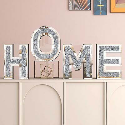 #ad Home Letter Sign Mirrored Wall Decor 6.7L x 7.8W Crushed Diamond Home Decor ... $124.43