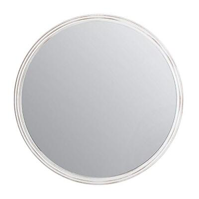 #ad Fetco Wall Mount Mr3802w 30in. Round Carved Frame Mirror White $65.94