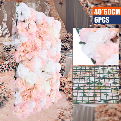 6Pcs Artificial Flower Wall Panel Rose Wall Flowers Decorations Wedding 24x16quot; $78.15