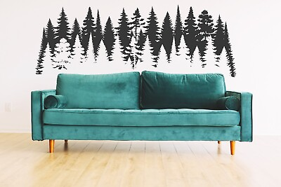 #ad Pine Forest Wall Decal Trees Scenery Removable Décor Woods Sticker Large AA037 $39.99