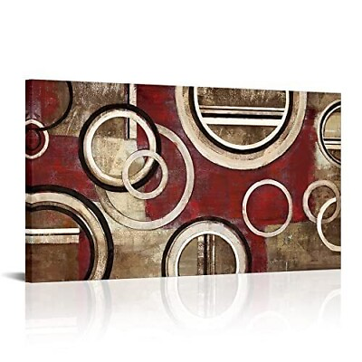 #ad Abstract Geometry Canvas Wall Art Large Modern Blocks Red and Brown Pictures $44.99