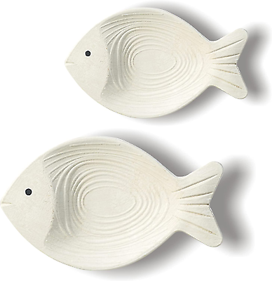 #ad #ad White Wooden Decor Fish Coastal Wall Hanging Art for Home Bathroom Set of 2 $36.99