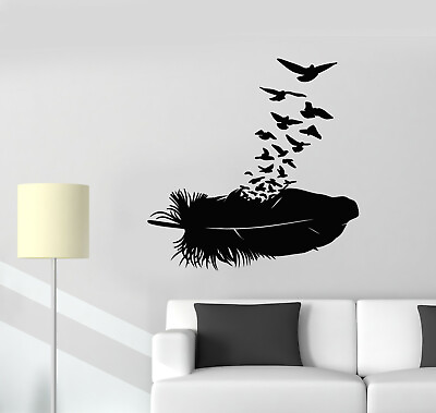 #ad Vinyl Wall Decal Art Feather Birds Pen Writer Room Home Decor Stickers g682 $69.99