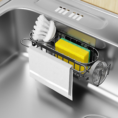 #ad Kitchen Sink Caddy Sponge Holder in the Sink Stainless Steel Kitchen Sink Organ $15.88