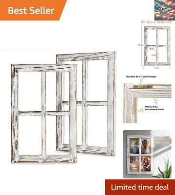 #ad #ad Rustic Wall Decor Reclaimed Wood Window Frames Farmhouse Style Set of 2 $37.79