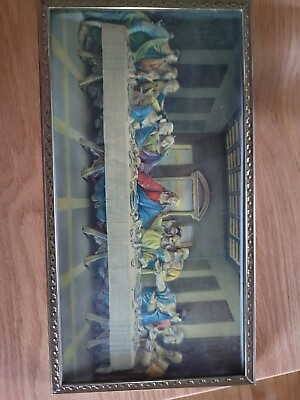 #ad #ad Vintage 3D Celluloid Last Supper Picture Raised Scene of Jesus and the Apostles $30.00