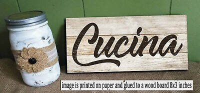 #ad Rustic Kitchen Wall Decor Cucina Sign Farmhouse Wall Art Home Decoration 8x3quot; $12.50