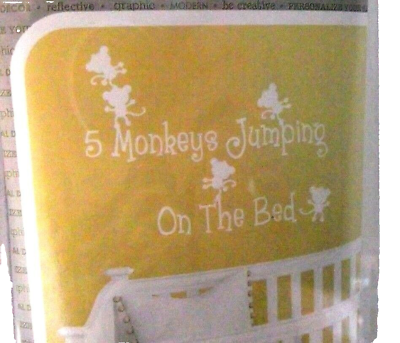 #ad Wall Decal 5 Monkeys Jumping On Bed Nursery Baby Art Decor White Vinyl Scrapbook $13.99