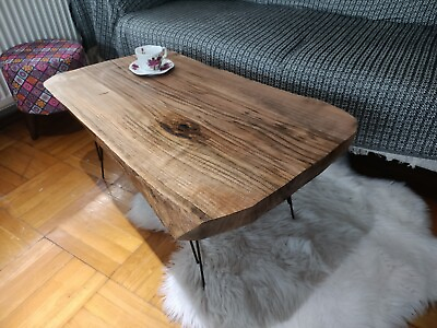 #ad Rustic Walnut Coffee Table Live Edge Coffee Table Natural Wood Farmhouse Table $299.00