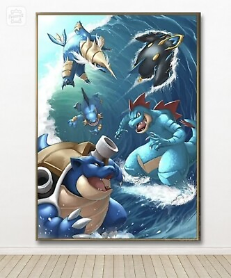 #ad Water Type PokeArt Canvas Poster Anime Wall Art Home Decor $18.99