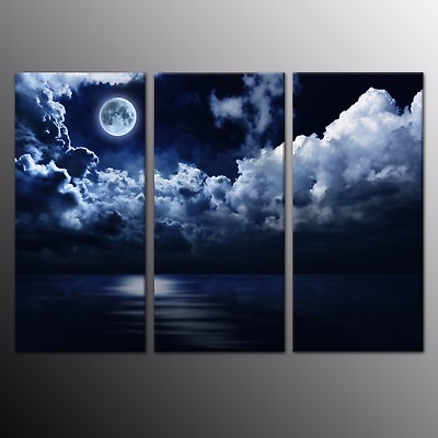 #ad #ad Modern Home Decor Moon Clouds Canvas Prints Painting Picture Wall Art 3pcs $146.80