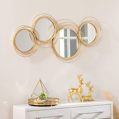 #ad #ad Modern Metal Wall Art with Mirror Wall Sculpture Gold Décor for Living Room $76.43