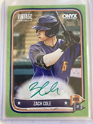 #ad #ad ZACH COLE 2024 Onyx Vintage ON CARD GREEN INK AUTO 50 Astros $19.99
