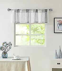 #ad Navy and White Kitchen Window Curtain Valance Vertical Stripe 1 Navy Blue $20.15
