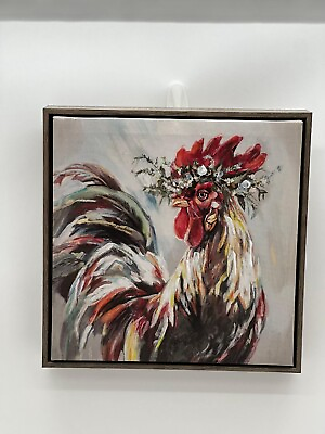 #ad Rooster With Flower Crown Canvas Wall Decor $21.00