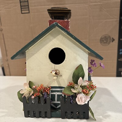 #ad Charming Handcrafted Decorative Birdhouse with Floral Accents $18.95