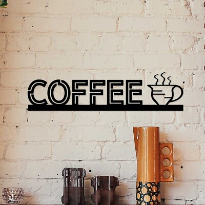 #ad Hot Coffee Mug Metal Signs Coffee Bar Sign Tea Room Kitchen Wall Art Decor $119.95