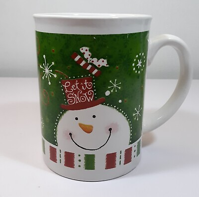 #ad Christmas Snowman Mug 24z Big Coffee Green Ceramic Holiday Soup Cocoa Coffee Cup $41.26