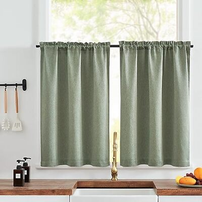 #ad #ad Faux Linen Kitchen Curtains 36 Inch Length Farmhouse Rustic Tier Curtains Pri... $33.52