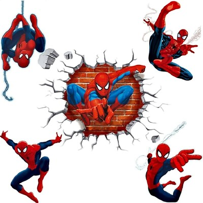 #ad Spiderman Wall Stickers Cartoon 3D Decal Mural Art Decor Kids Room Nursery home $5.99