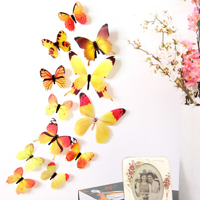 #ad 3D Butterfly Wall Stickers Home Decor Room Decoration Sticker Bedroom Girl 12pcs $7.99