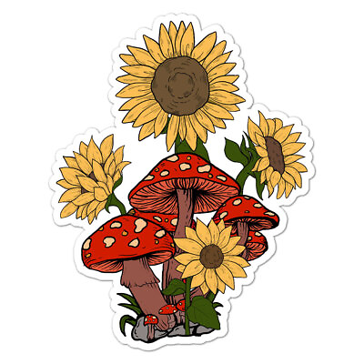 #ad Mushrooms Sunflowers Vinyl Decal Sticker Indoor Outdoor 3 Sizes #8744 $23.95