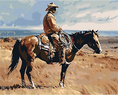 #ad #ad DIY Canvas Painting Gift Grazing Cowboy Paint by Numbers DIY Acrylic Painting Ki $15.94