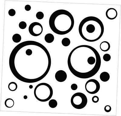 #ad Black Wall Vinyl Sticker Decal Circles Rings Dots 25pc 11in Large Home Décor $24.22