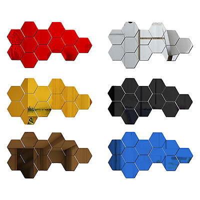 #ad #ad Hexagon Mirror Tiles 12 Pieces Home Removable Hexagon Mirror Wall Stickers Decal $9.99