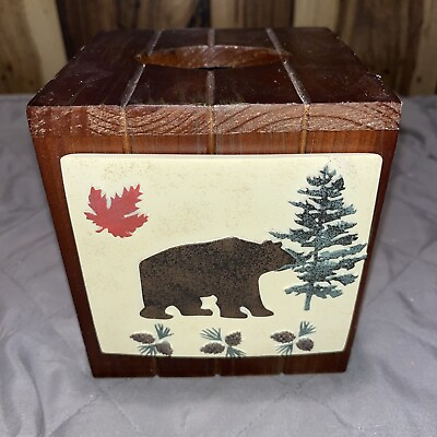 #ad Wooden Bear tissue Cover cabin lodge rustic North Ridge B40 $14.99