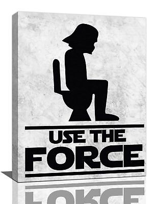 #ad Use The Force Funny Bathroom Wall Art Vintage Decor Canvas Prints Toilet Si... $31.81