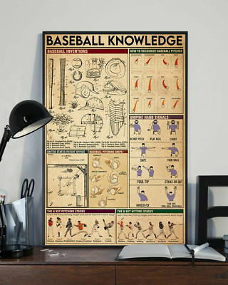 #ad Baseball Knowledge Home Decor Wall Art Poster $16.95