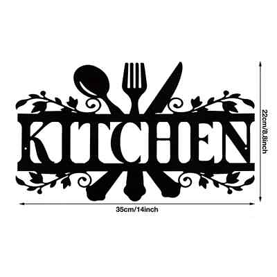 #ad Fork Spoon Metal Signs Large Kitchen Rustic Decor Spoon Shaped Wall Sign $14.70