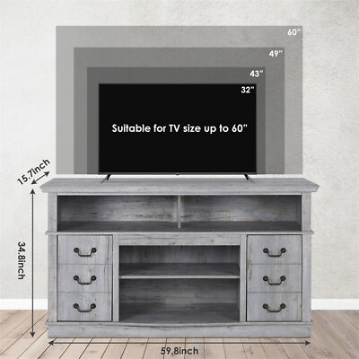 #ad TV Cabinet Vintage Home Living Room Wood TV Stand For TVs Modern Entertainment $329.99