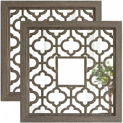 #ad Square Barn Wood Rustic Style Framed Wall Decorative Mirror 12x12 inches Mode... $31.16