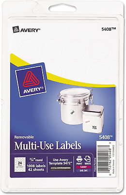 #ad #ad AVERY Removable Print for Printers 0.75 Inches Round Pack of 1008 5408 $16.99
