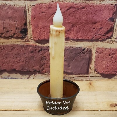 #ad NEW Primitive Cream TIMER Taper LED Candle Grungy Dusted 6 3 4quot; Rustic Country $9.45