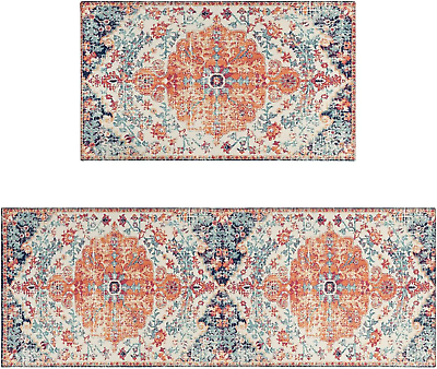 #ad Boho Kitchen Rug Mat Country Rustic Farmhouse Kitchen Rugs Sets of 2 Washable No $42.99