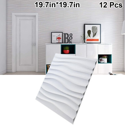 #ad 12PCS 3D Wall Panels PVC Plastic 50x50cm Ceiling Decor Wallpaper Tiles Cladding $37.99