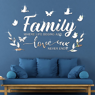 #ad Mirror Family Wall Decor 3D Acrylic Wall Decal Stickers Family Letter Quotes Mir $17.63