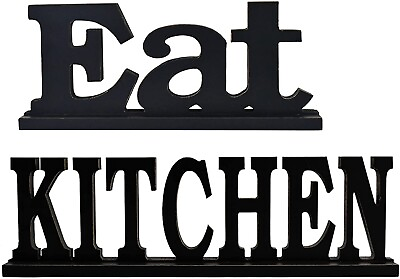 #ad #ad Eat Kitchen sign wood letter Decorative Freestanding Table top sign decorations $36.99