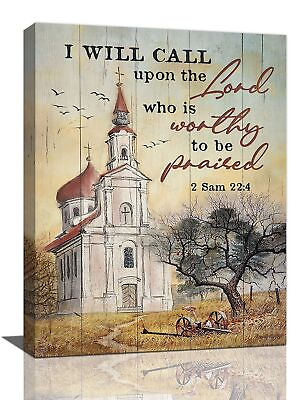 #ad Country Church Wall Art Christian Bible Verse Wall Decor Religious Canvas Pri... $14.66