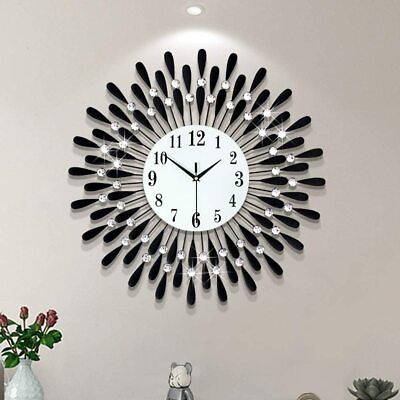 #ad Nordic 3D Luxury Large Art Wall Clock 12 Hour Metal Watch Living Room Home Decor $38.95