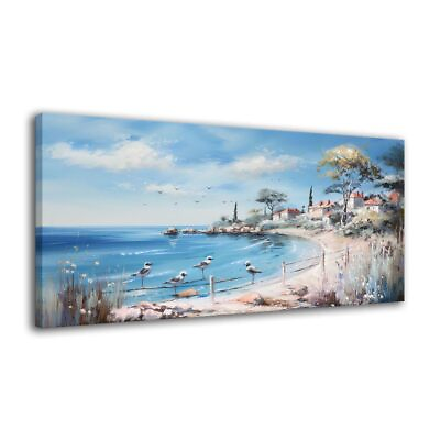 #ad Canvas Wall Art For Bathroom Decor Abstract Beach Artwork for Walls Blue Sky ... $69.87