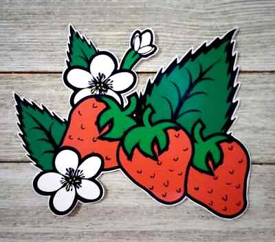 #ad fruit Strawberries berry wall safe sticker kitchen red 5.5 inch 1pc $3.68