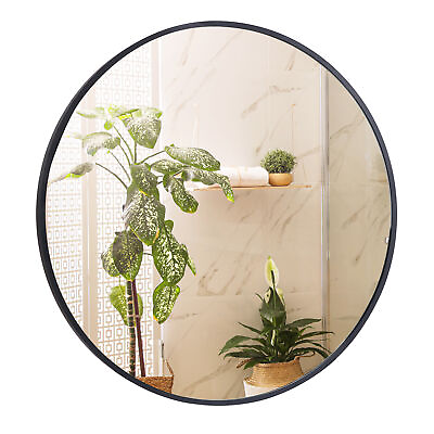 Black Round Mirror Circle Wall Mirror with Metal Frame Vanity Entryway 24Inch $40.58