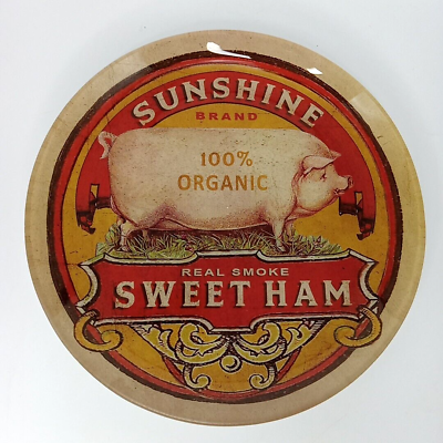 #ad #ad Country Kitchen Decor Pig Decorative Plate Retro Farm Ad Organic Sweet Ham NEW $11.99