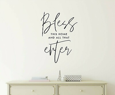 #ad BLESS THIS HOME AND ALL WHO ENTER Home Wall Art Decal Words Lettering Decor $12.28