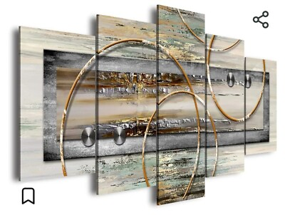 #ad AWLXPHY Decor Abstract Wall Art Canvas Gold and Grey for Living Room Decoration $17.99